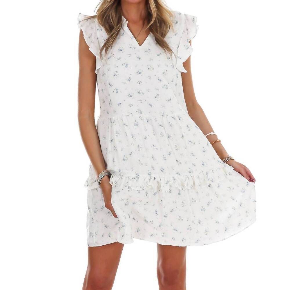 NEW IN FEBRUARY floral phase flare mini dress in blue